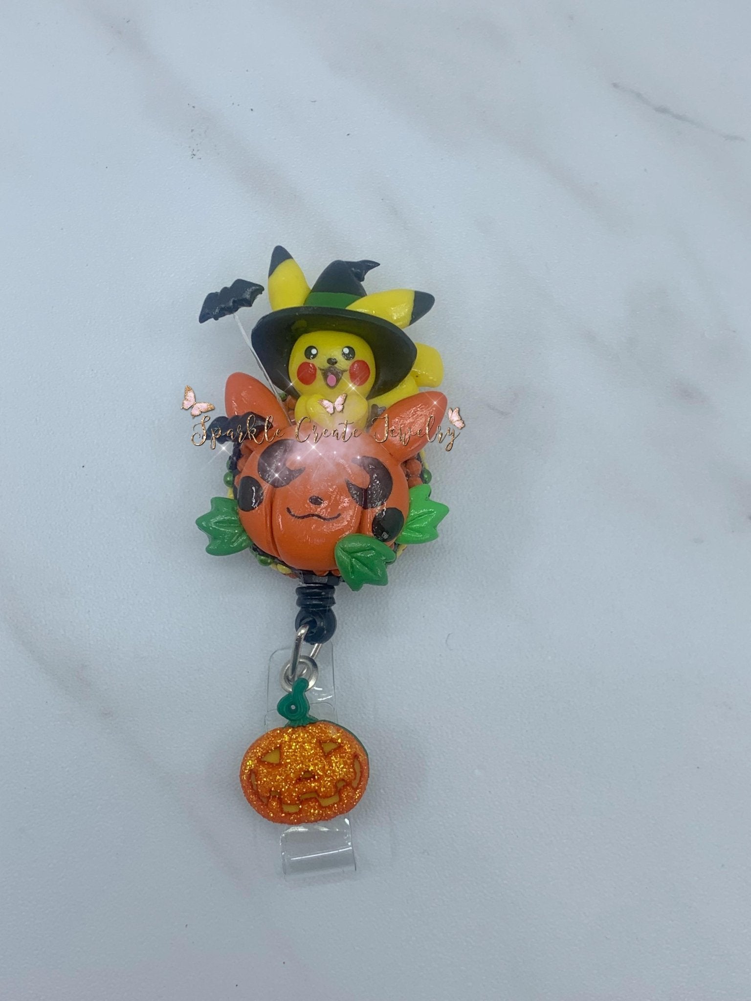 Spooky Anime Pumpkin Pokemon Clay Badge Reel – Sparkle Create Shop