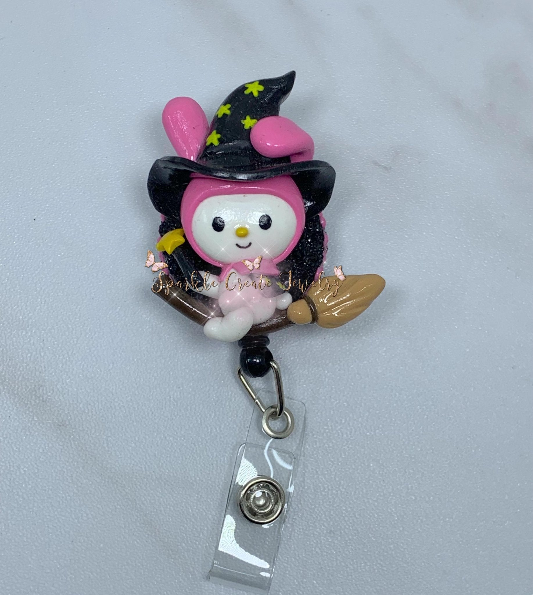 Halloween Witch Bunny Clay Badge Reel – Sparkle Create Shop