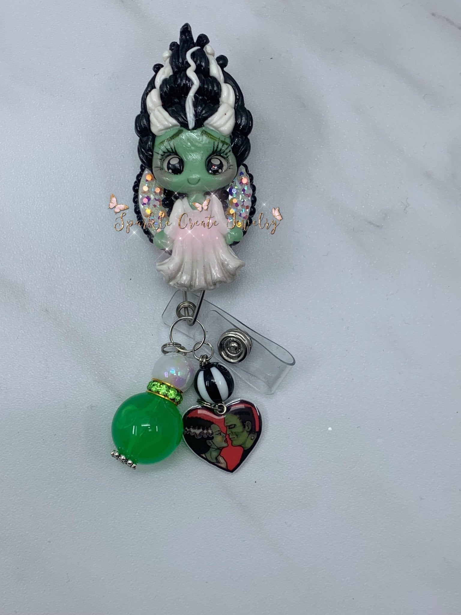 Frankenstein Girl Clay Badge Reel – Sparkle Create Shop