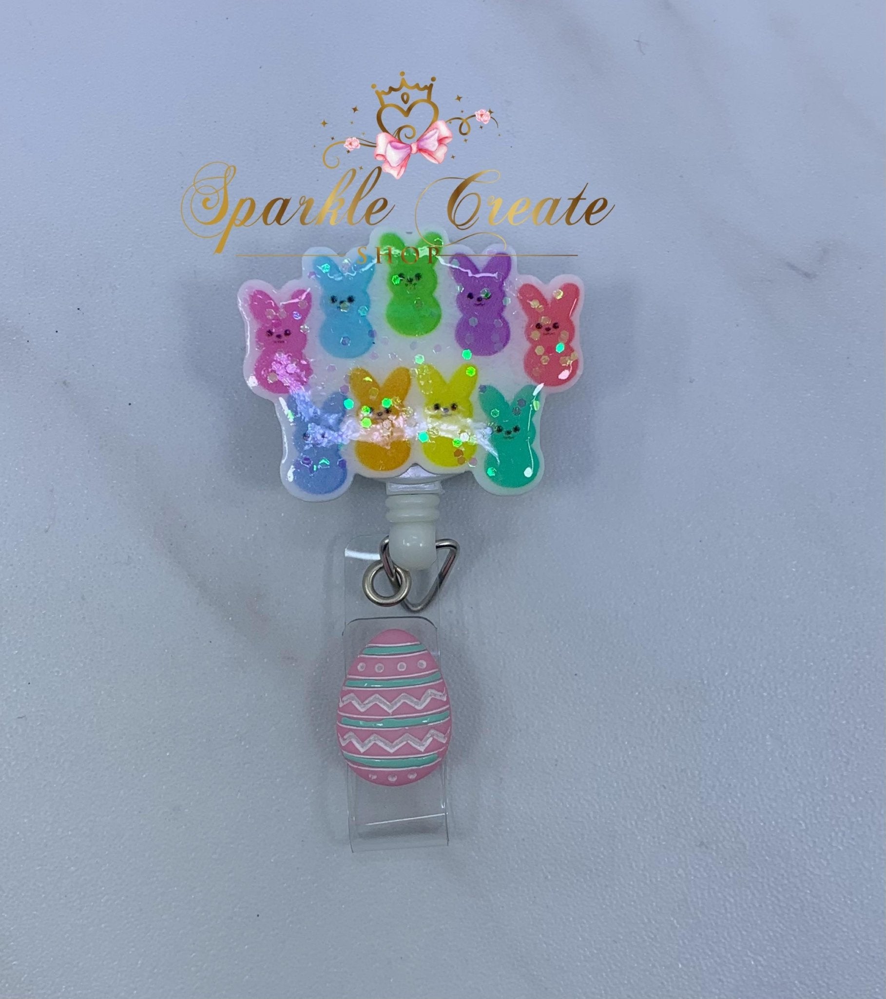 Marshmallow Peep Glitter Badge Reel – Sparkle Create Shop